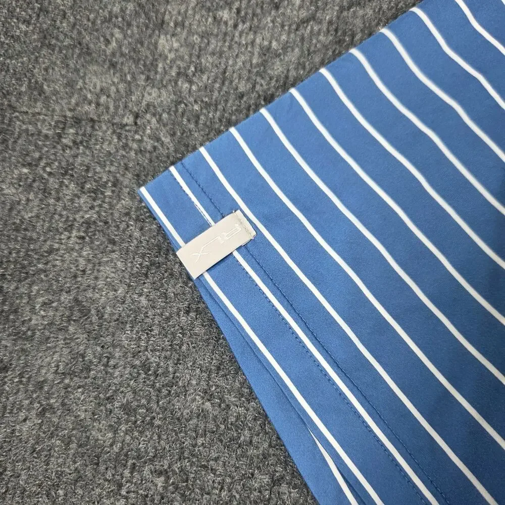 RLX Ralph Lauren Polo Shirt Performance Blue White Striped Mens XL Fit= 2XL Golf